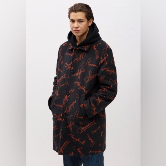 Supreme Script Logos Wool Overcoat - M - Picture 2 of 12